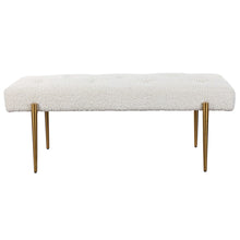 Load image into Gallery viewer, White Faux Shearling Bench