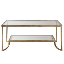 Load image into Gallery viewer, Glass and Gold 2 Tier Coffee Table