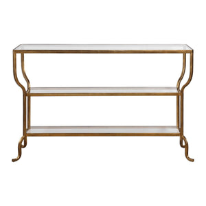 Gold Console Table with Shelves