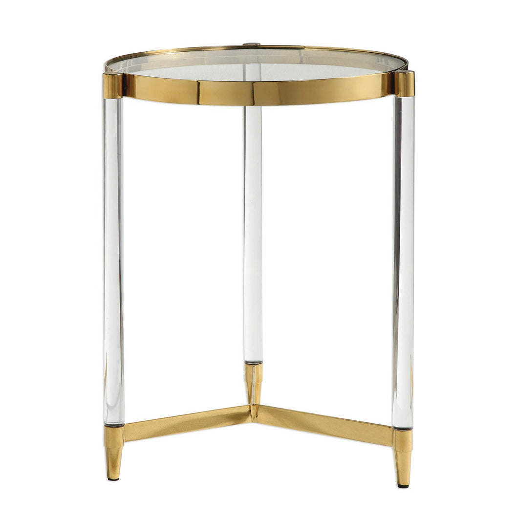 Gold and Glass Round Accent Table