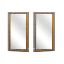 Load image into Gallery viewer, Blue Gray Mirror with Gold Ridged Frame and vintage wood 57 x 32