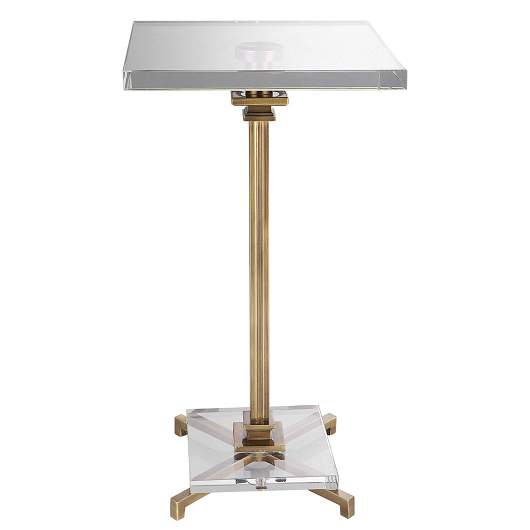Square Crystal and Brass Drink Table