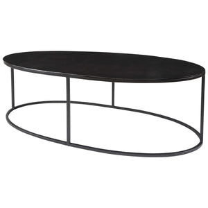 Aged Black Iron Oval Coffee Table