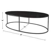 Load image into Gallery viewer, Aged Black Iron Oval Coffee Table