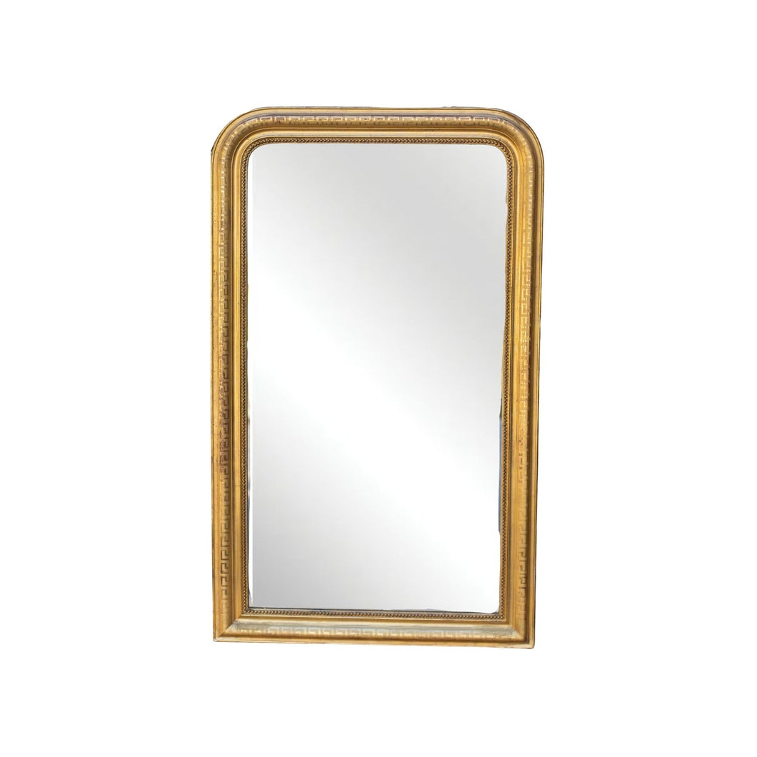 Louis Philippe gold mirror with Greek Key design in frame
