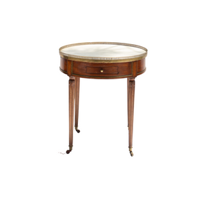Walnut side table with White Marble & Brass