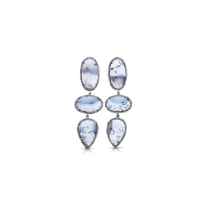 Dendritic Opal Triple Drop Earrings