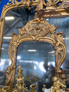 18th C Mirror 3 Flowers & Shell on Top