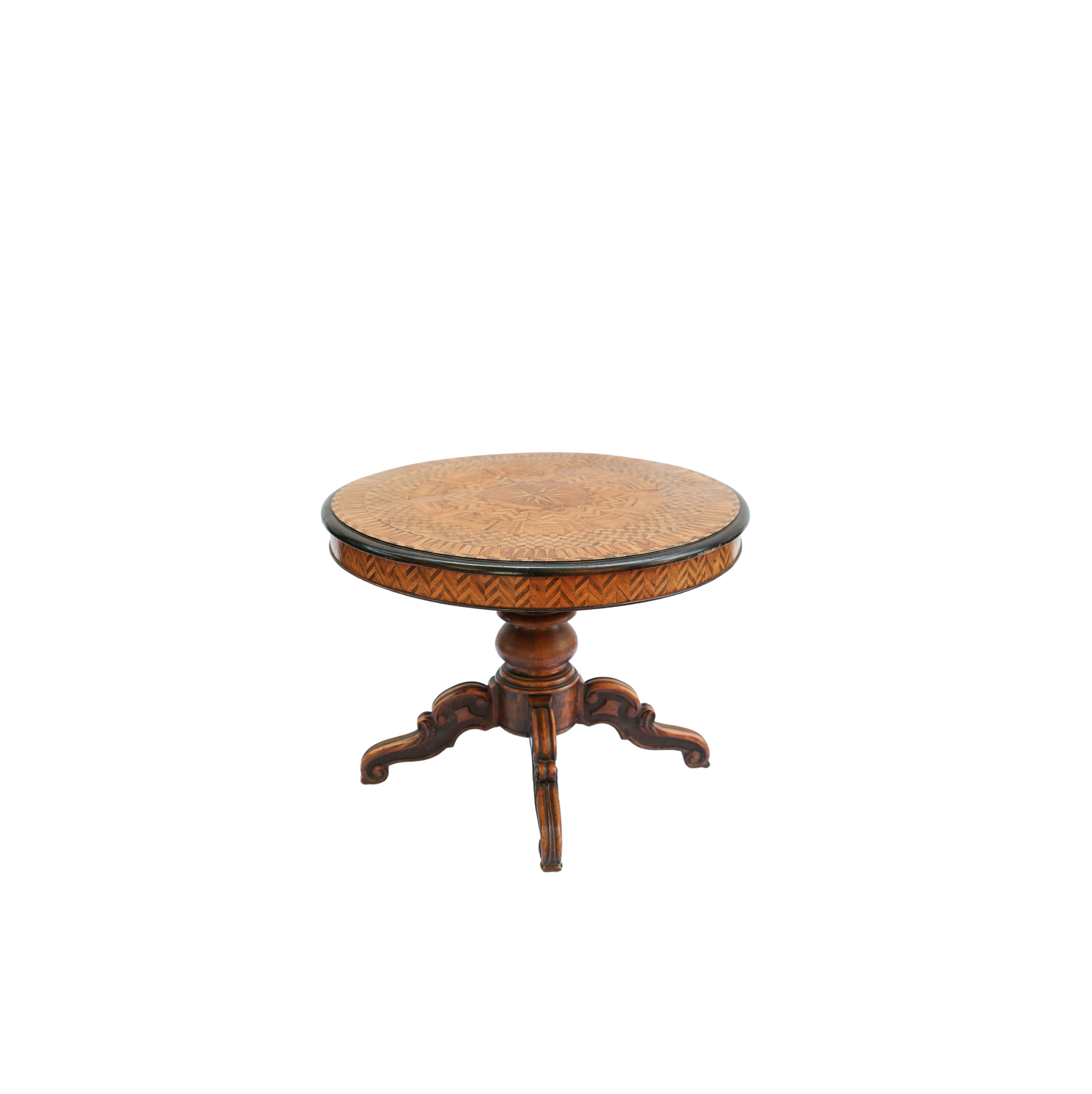 Pedestal Table with Geometric Marquetry