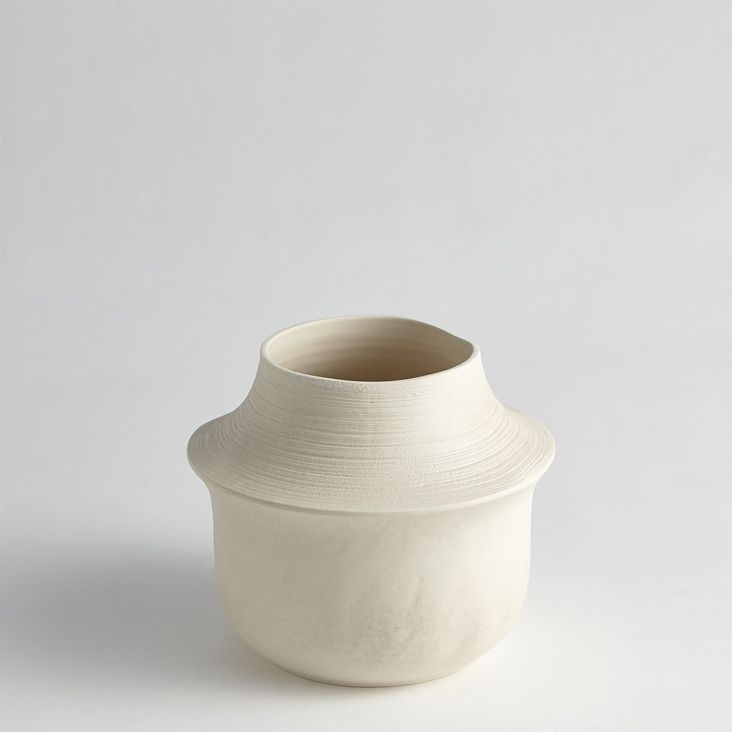 Short Matte Cream Marble Vase