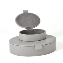 Load image into Gallery viewer, Grey Large Oval Leather Box
