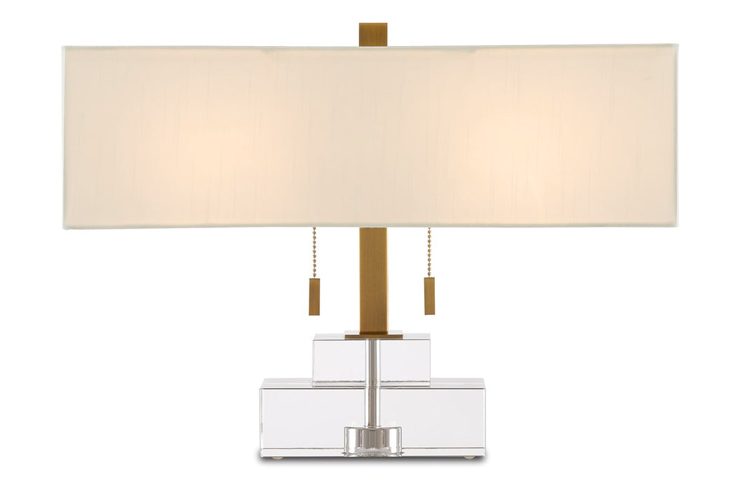 Crystal and Brass Rectangular Table Lamp