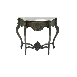 Dark Green Italian Console with White Marble