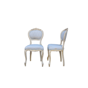 Louis XV Italian chair with Blue Plaid