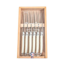 Load image into Gallery viewer, Set of 6 Laguiole Ivory Knives in Wooden Box