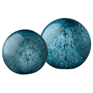 Blue Glass Orbs - set of two