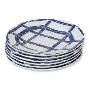 Navy Bamboo Appetizer Plates S/6