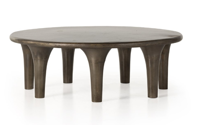 Round Aged Bronze Coffee Table 48x25