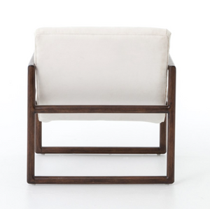 White Nubuck Chair with Wood Frame