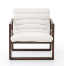 Load image into Gallery viewer, White Nubuck Chair with Wood Frame