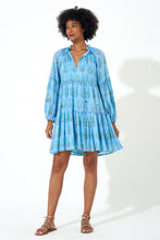 Load image into Gallery viewer, Blue Clover Balloon Sleeve Short Dress