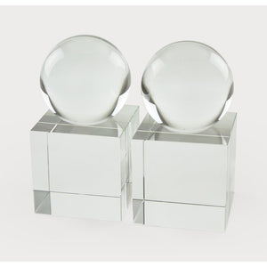 Crystal Orb Bookends Pair