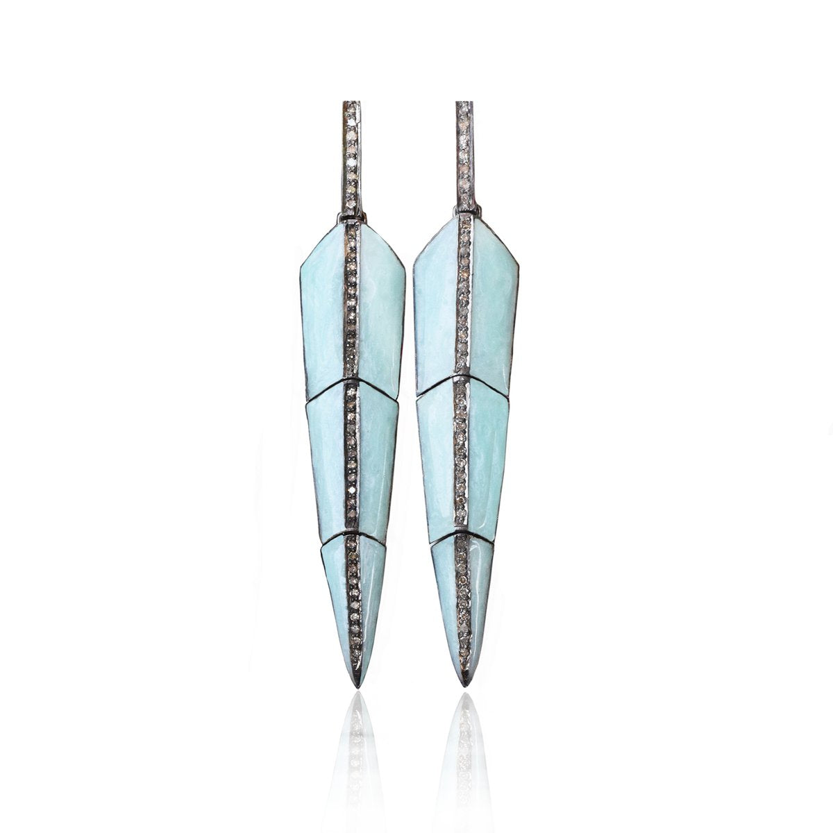 Pearl Turquoise Feather Earrings SM