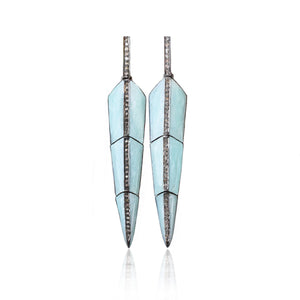Pearl Turquoise Feather Earrings Small