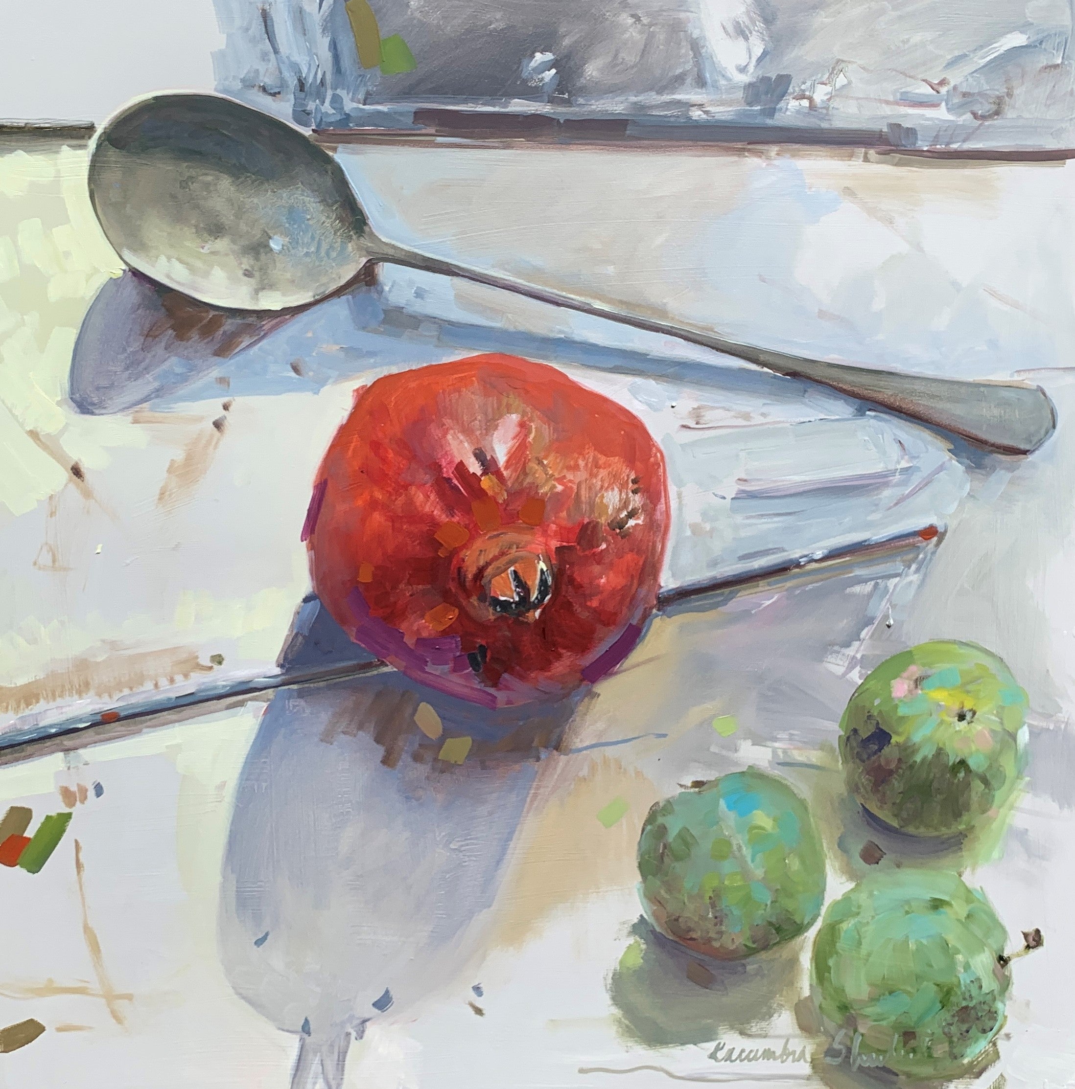 Laura Lacambra Shubert- Fruit and Silver (36 x 36 x 2)