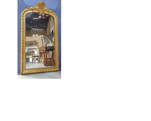 Late 19th C. Louis Philippe Mirror with Fronton and Shell Detail