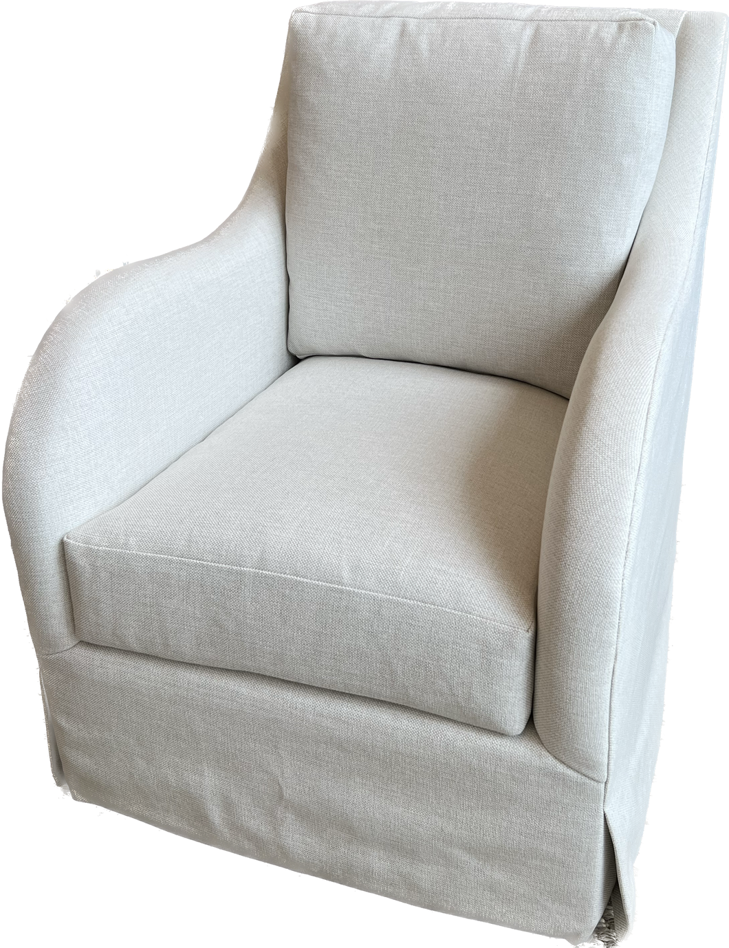 Claire Swivel Chair Hailey Cotton Performance Fabric Huff