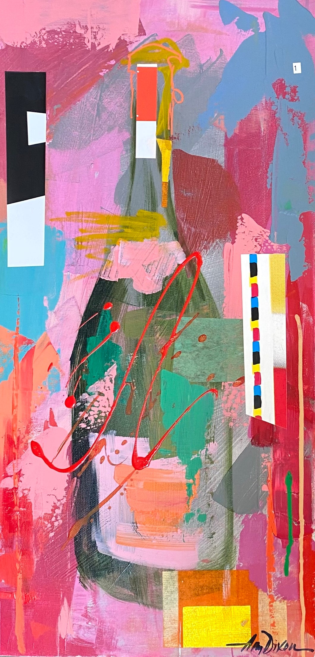 Amy Dixon - Veuve Pink Dance Collage (30 x 15)