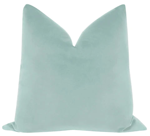 Spa Blue Velvet Pillow 22x22