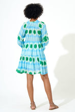 Load image into Gallery viewer, Blue Ikat Ballon Short Sleeve Dress