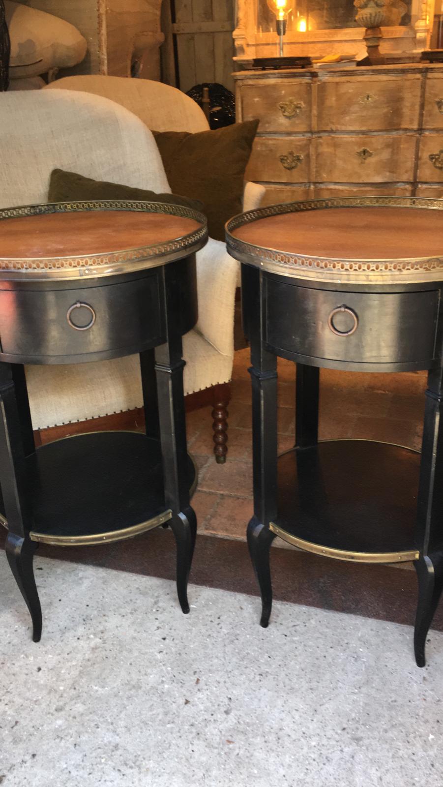 Black side table with brass details