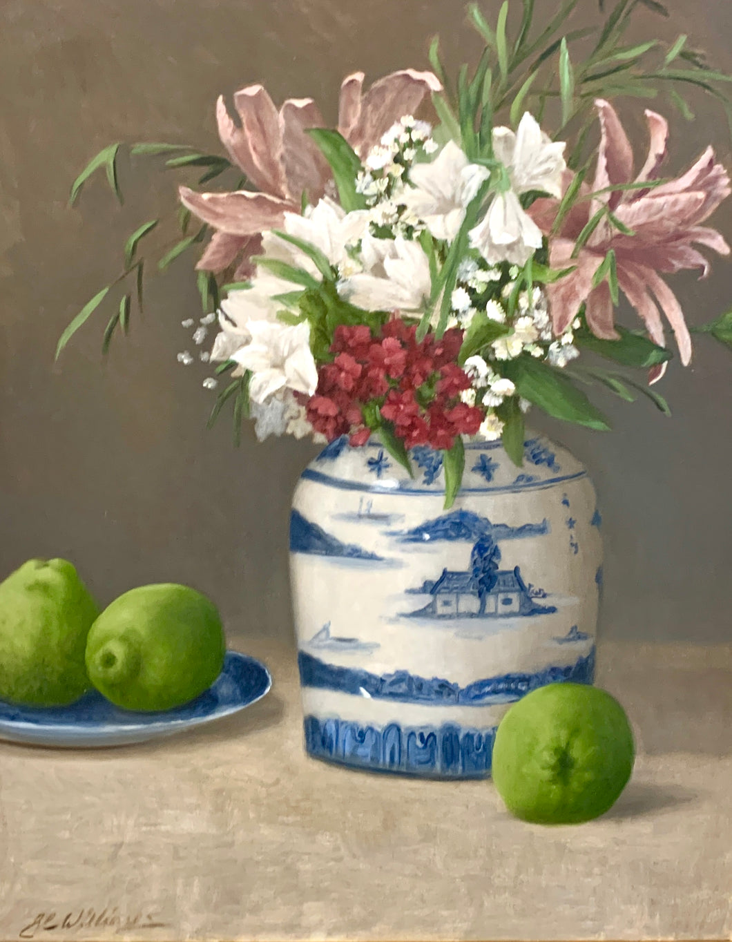 Ginny Williams - Quince and Asian Lilies (30 x 24)