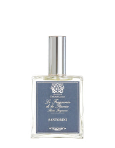 Square glass spritzer bottle with navy label Antica Farmacista