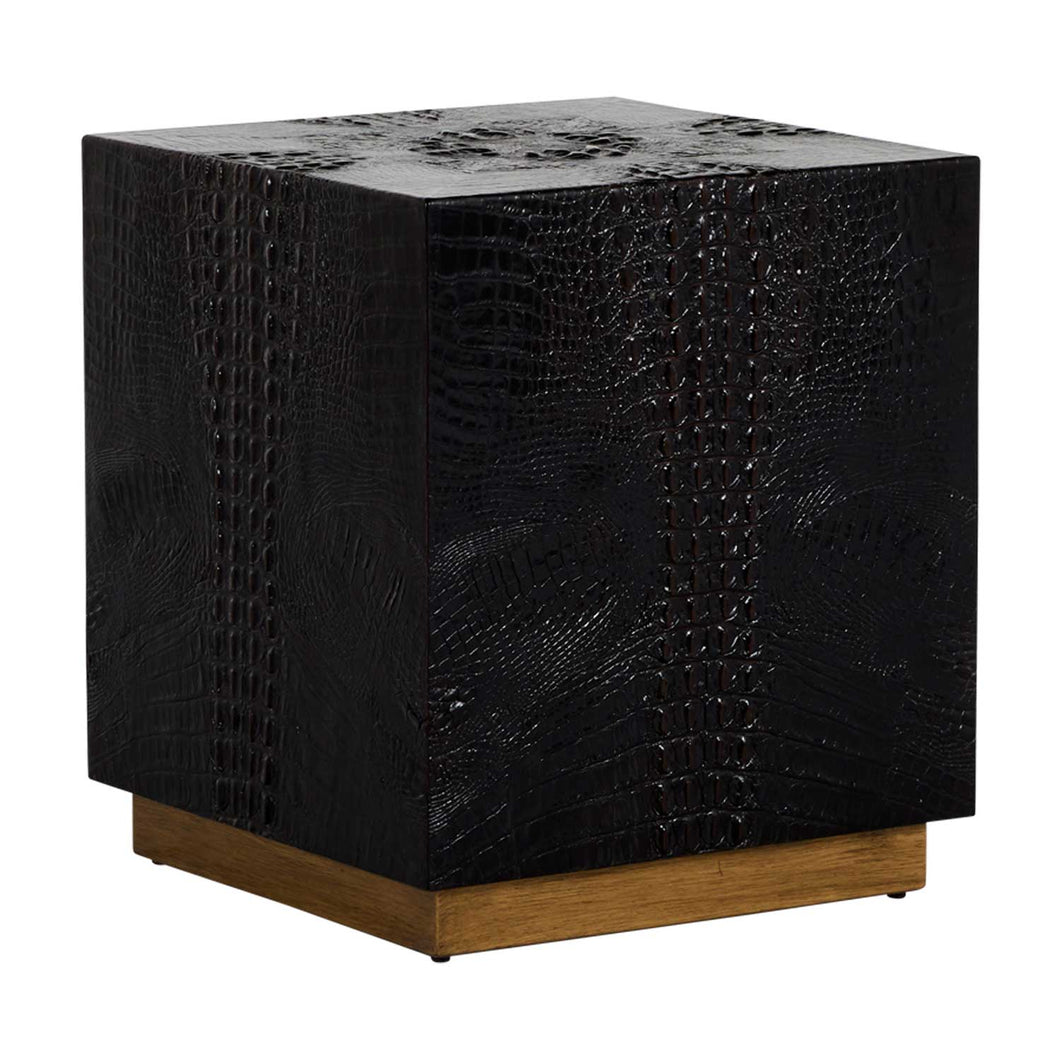 Brown Textured Square Side Table