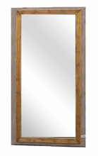 Load image into Gallery viewer, Rectangular wood frame mirror with outer gray painted edge and inner ridged gold frame