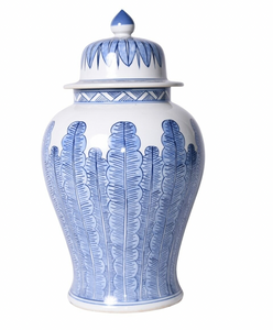 White with Blue Leaves Jar