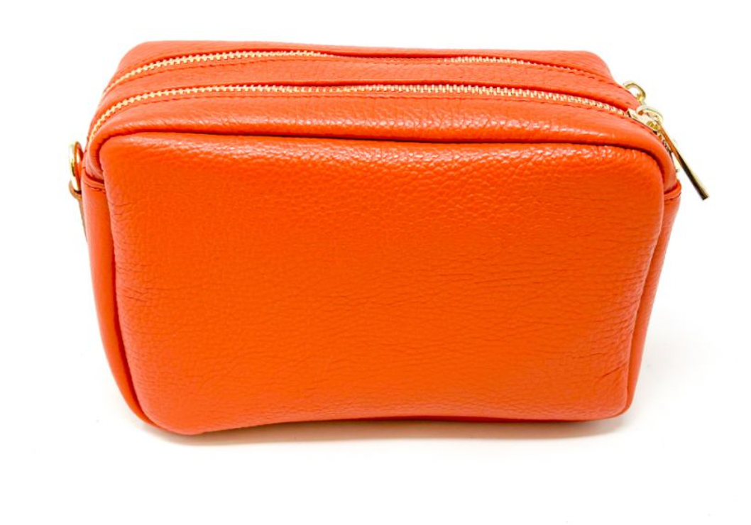 Orange Pebble Leather Bag + Chain
