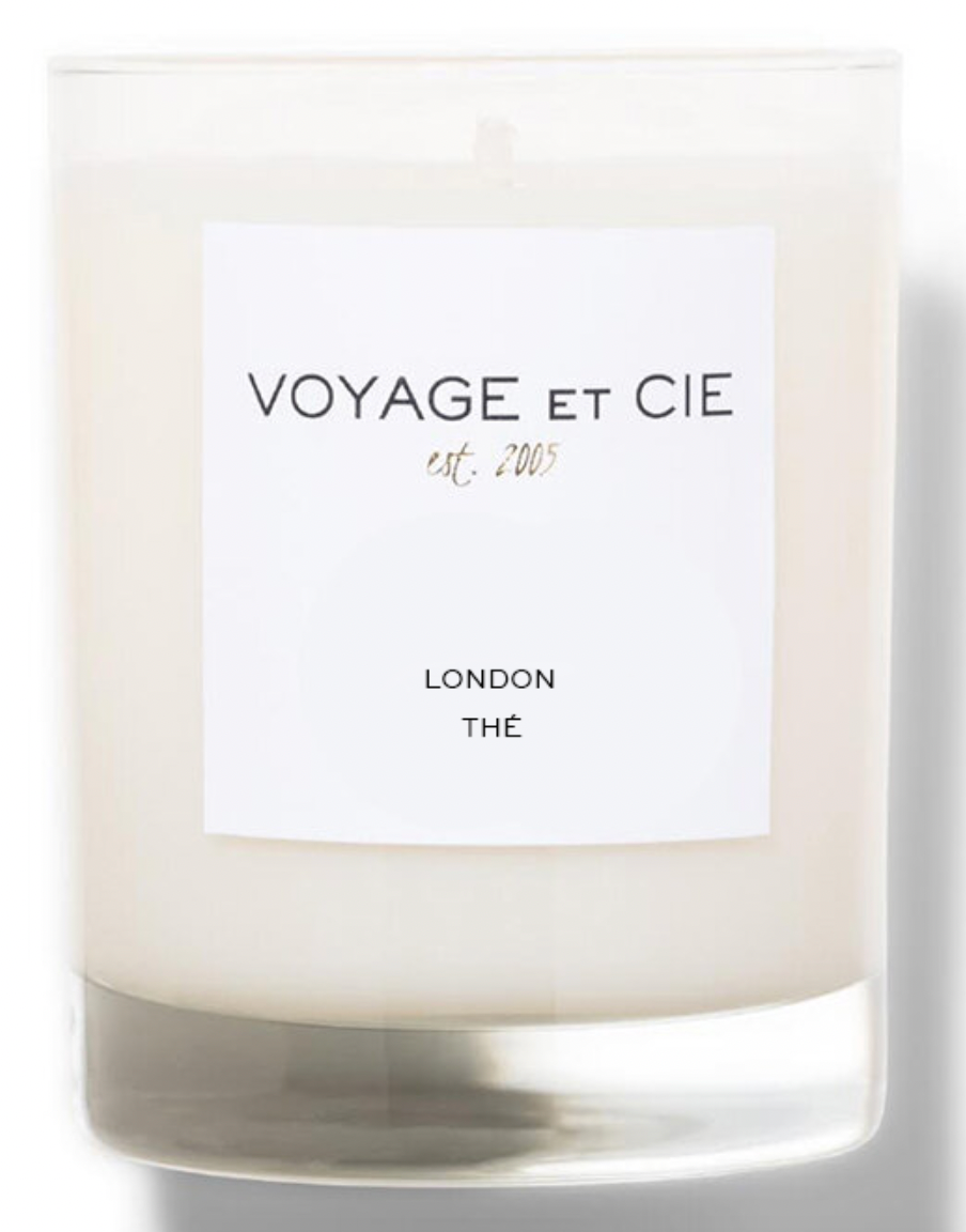 Voyage et Cie round candle in clear glass container
