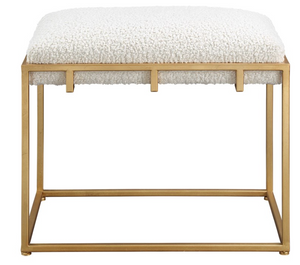 Small White Faux Shearling Bench