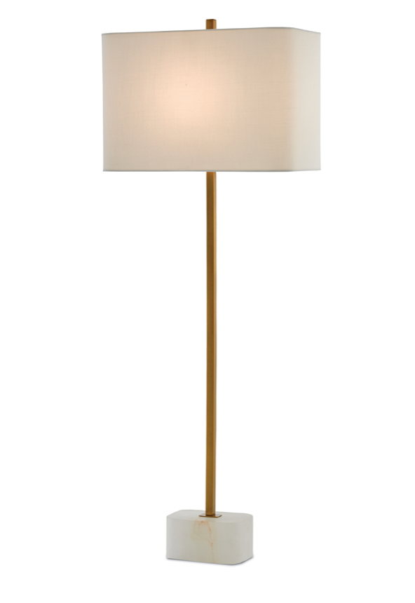 Thin Brass Lamp on Alabaster Base