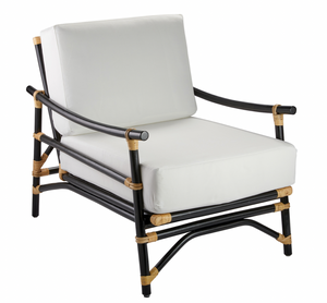 Black Rattan & Cream Wicker Chair