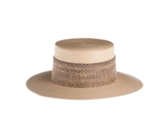 natural hat with tan brown woven band