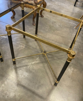 Side Table Glass Top Brass/Black 20.5x20.5x21
