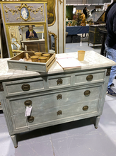 Load image into Gallery viewer, Louis XVI Chest Blue Grey White Marble Top