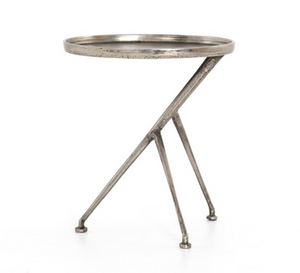 Antique Nickel Tripod Accent Table