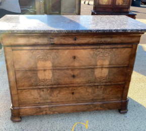 LP Light Burled Grey Marble Commode 36